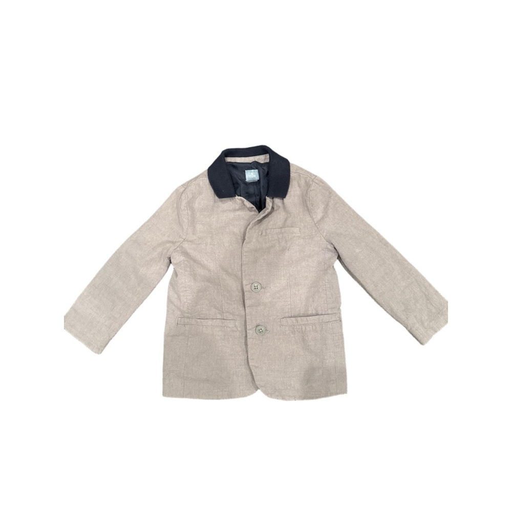 Baby Gap Boys Blazer Beige Navy Cotton Polyester Size 4T Two-Button
